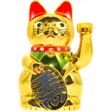 Сувенир Кот Удачи Манэки Нэко Золотой котик с машущей лапой