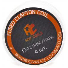 Спираль Hot Coils 4 шт Fused Clapton Coil Ni 0.2 Ом/пара (0.3x0.1)