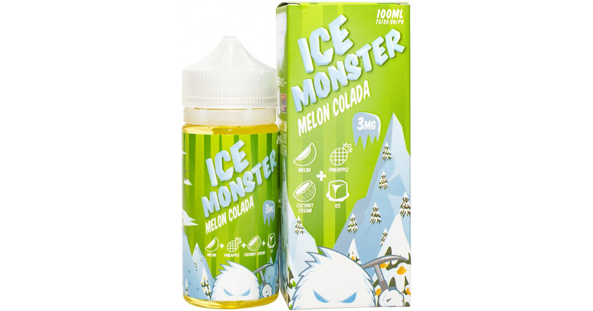 Ice monster жидкость. Ice Monster Melon Colada 30 мл 3 мг. Жидкость Ice Monster Salt Melon Colada 100/3. Ледяной монстр жижа. The Ice Monster.